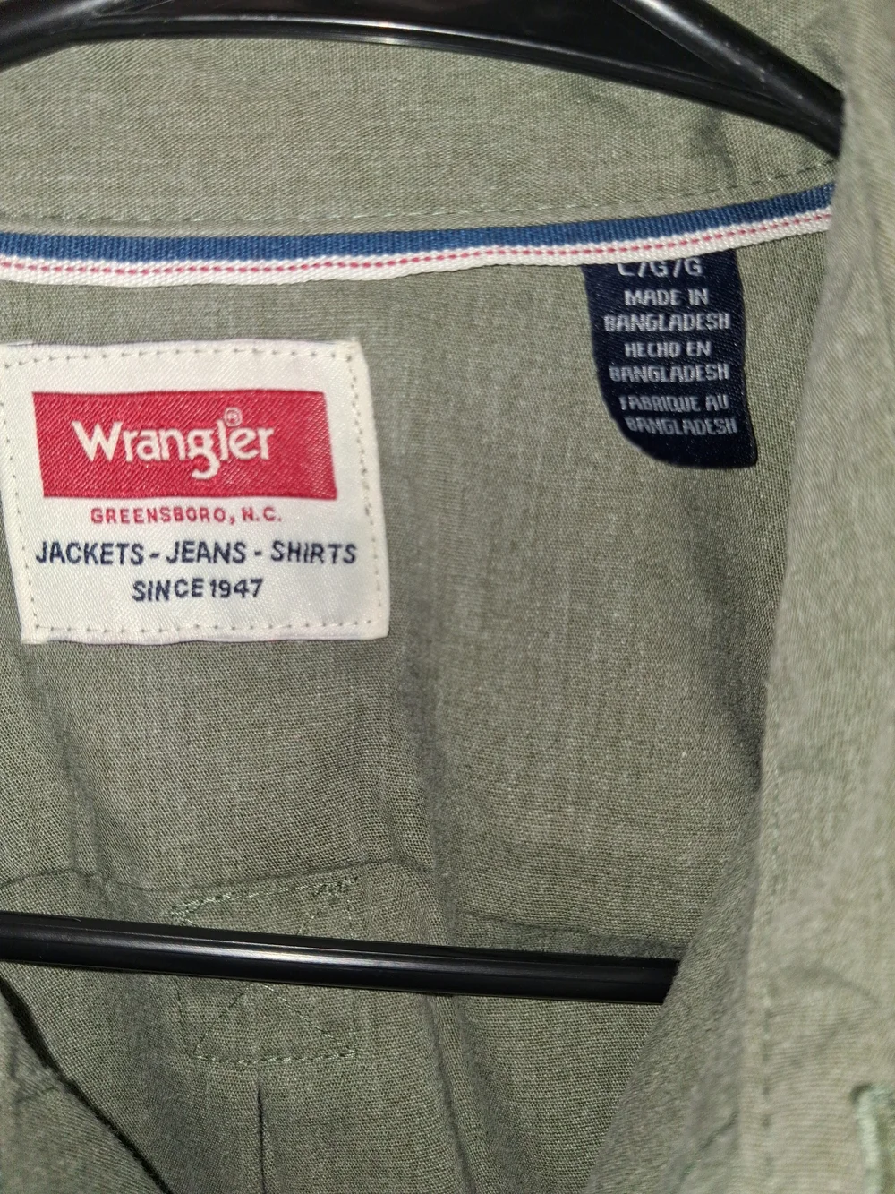 Wrangler Men's Long Sleeve Olive Shirt